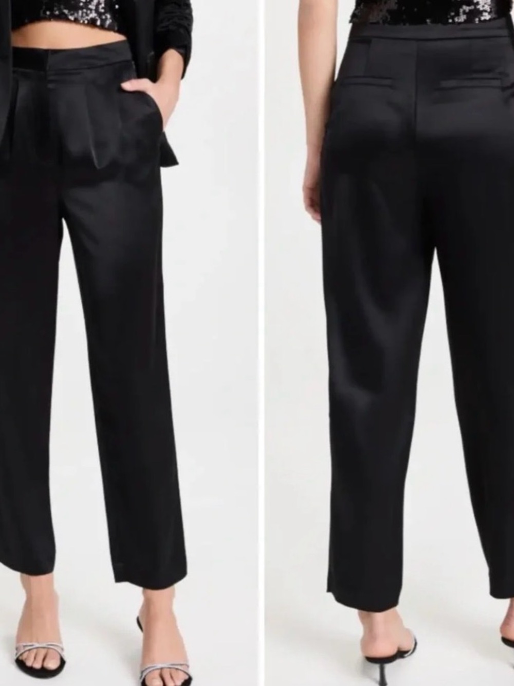 Generation Love Black Satin Straight-Leg Women's Pant